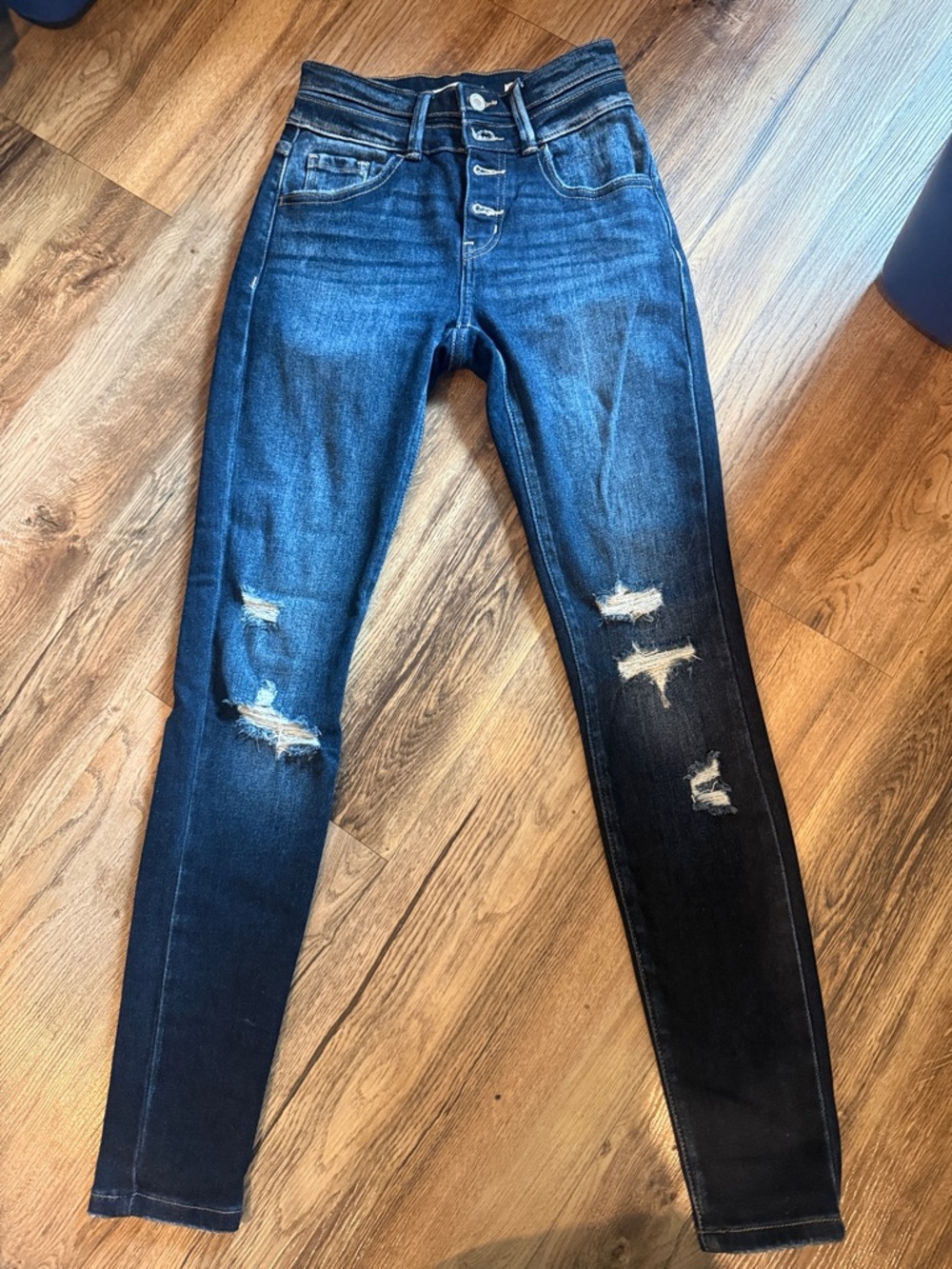 KanCan Dark Blue Distressed High-Rise Skinny Jeans